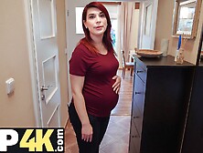 DEBT4k. Bank agent gives pregnant MILF delay in exchange for quick sex