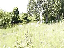 Public.  Wild Beach.  Random Passerby Man By River Saw Nude Woman Sunbathing.