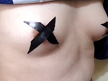 Golden-haired White Sissy Milking her Nipps and Slapping 'em with Large Sex-toy