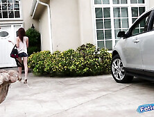 Sexually excited teen caught masturbating by step brother gets her taut vagina drilled