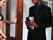 "Kinky College Coed Kendra Cole's Pink Pussy Swallows A Huge Black Dick"