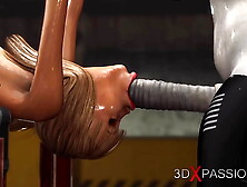 Super fuck system.  Sex android plays with a sweet whore in the lab