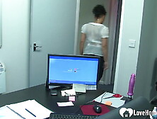 Office babe loves riding a raging boner