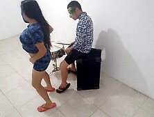 MUSIC TEACHER TEACHES RAUNCHY CUMBIA TO HER STUDENT. THE STUD SCREWS HER STANDING UP