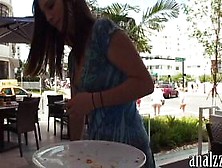 Girlfriend babe flashing in public and anal fucking at