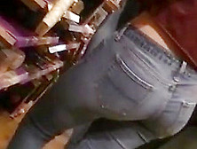 Candid College College Girl Shopping In Tight Jeans