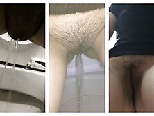 Collection Girl In Skinny Jeans Pees In Public Toilets Close-Up,  Golden Shower,  Peeing Girls