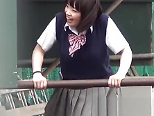 Naughty Japanese Schoolgirls Pissing In Secret Public Place