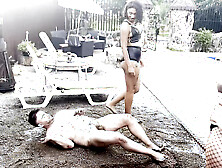 Interracial PIG HUMILIATION in the sand