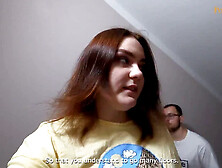 The girl Polysweet gives mouth pleasure on a public balcony and strolls around with cum on her face