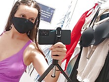 Amateur Wife Tries On Clothes In The Dressing Room. Hairy Pussy, Big Tits, Big Nip