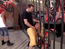 Rough Threesome Action With Hot Blonde Prisoner