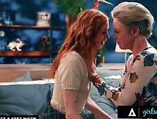 Dee Williams And Scarlet Skies In Stacked Milf Gets Raw With Redhead Babe