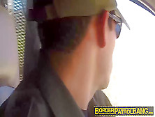 Asian border jumper gets fucked in her mouth and pussy