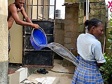 (MDX) Amatuer school lady drilled outdoors after her school uniform was splashed and wet.  4k