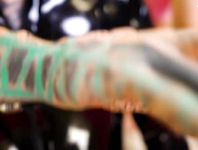 Colorful Latex Fisting with Anuskatzz & Maz Morbid - Chastity yielding gets fisted by 2 Mistresses