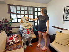 I find a cabin with a mysterious little clown and offer him a delicious fuck in exchange for letting me stay until he gets his d