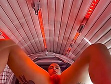 Tattooed Girl Masturbate In The Solarium