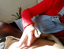 MILF foot mistress gives reality footjob in intense handjob exam