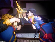 Hot blonde cartoon babe gets dominated by Magik & Psylocke in hot foursome action