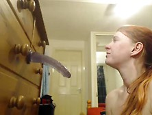 british slut oral dildo gag while taking real cock. flv