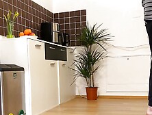 Fat sexy mother-in-law in pantyhose gets son-in-law's hot cum in the kitchen