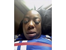 Big black girl shows hairy pussy