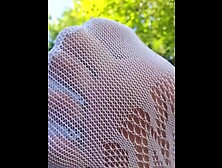 Little bit playfull with white fishnet socks.