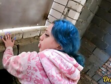 cute schoolgirl after school has sex in an abandoned building and gets a cum on face