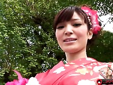 Kimono Lady Yuria Tominaga is walking thinking about dirty
