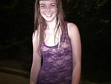 Cute young blonde girl going to public sex gang bang dogging orgy with strangers