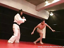 Mistress Made Her Slave Weaker As She Beats Him In A Match