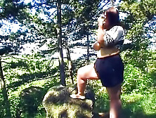 Big Beautiful Woman Skank Fuck Herself With Dildo In Forest