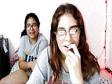 Two Nerdy Latinas Playing With Their Pussies On Cam
