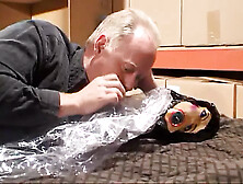 An older guy is fucking a sex doll and a cute teen