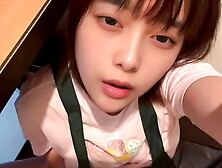 [Part-time internet cafe employee] While cleaning a room,  this cute employee gets aroused when she sees the tissue left behind b