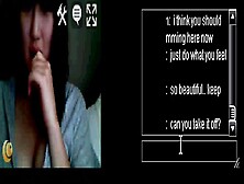 Shy Korean girl letting it go on webcam
