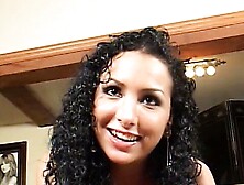 Teen brunette with small tits in hard action with 3 big cocks