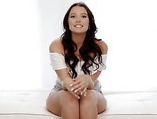 Casting fuck in the missionary pose with a busty brunette Kloe