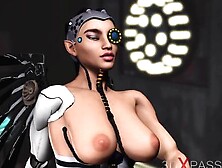 3Dxpassion - A Hot Black Girl Gets Fucked Hard By A Cyber Angel Shemale In The Sci-Fi Prison