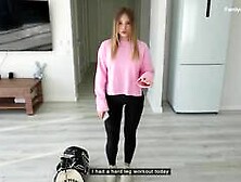 Dumme Stieftochter in Sneakers und Leggings abgefickt