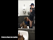 He Bursts Cum All The Way Across The Gas Station Bathroom Floor!