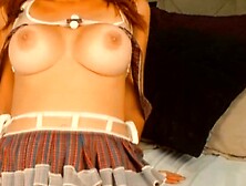 Ginger Head Woman Fucks Her Pussy with Long Fake Cock