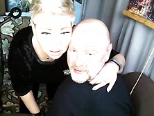 The fun of a older married lovers on the cramped balcony of a Moscow apartment-four...