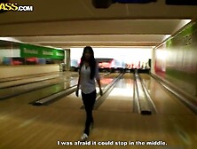 Nessa Devil is eagerly sucking her friend's dick in a public toilet, to comfort him