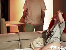 While BF’s Busy on Laptop,  His Pal Slams My Tight Pussy