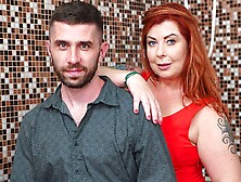 Beautiful redhead BBW Lolly fucks with a pretty fat penis