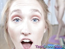 Two teen whores fucked in threeway