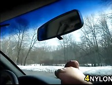 Feet Teasing In A Parked Car