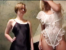 Blonde German sluts in stockings enjoying lesbian action